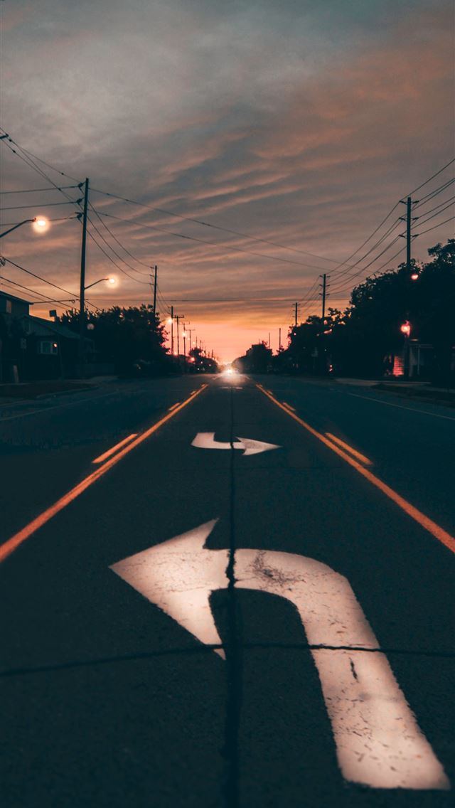 640x1136 highway near trees during golden hour - arrow iPhone Wallpaper