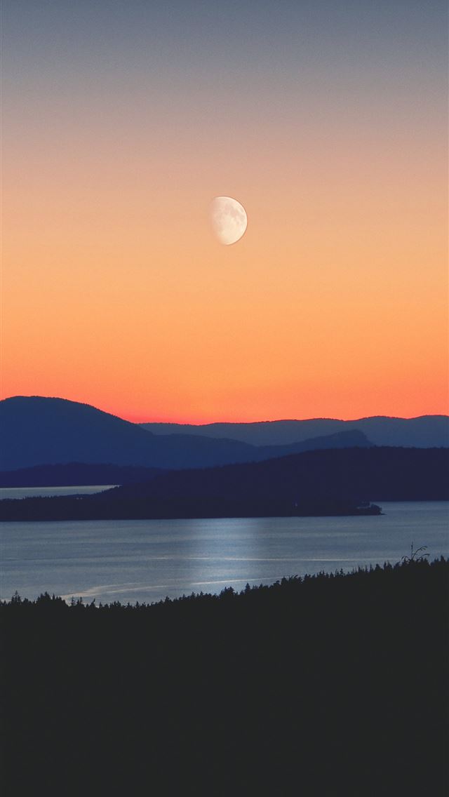 640x1136 silhouette of mountains next to body of water - sunset iPhone Wallpaper