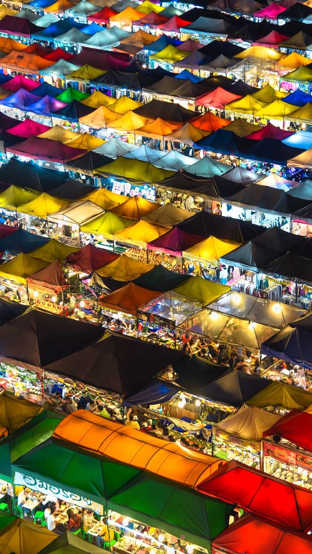 640x1136 aerial photography of gazebo stalls - thailand iPhone Wallpaper