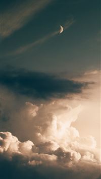 crescent moon and clouds wallpaper