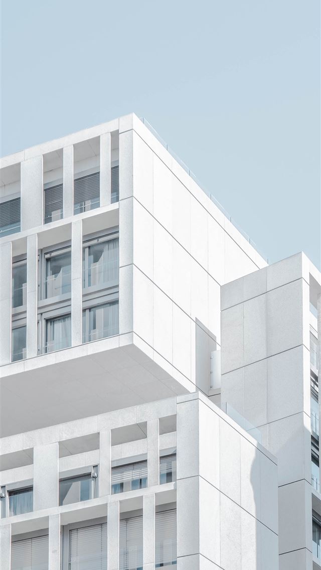 640x1136 white modern cement building under blue sky - spain iPhone Wallpaper