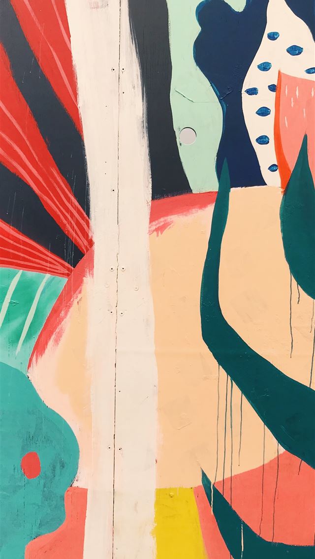 640x1136 white red and green abstract painting - brisbane city iPhone Wallpaper