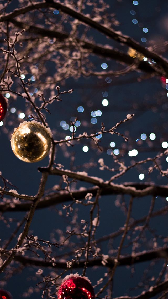 selective focus photography of baubles iPhone wallpaper 