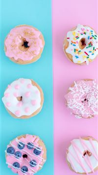 six assorted flavor doughnuts wallpaper