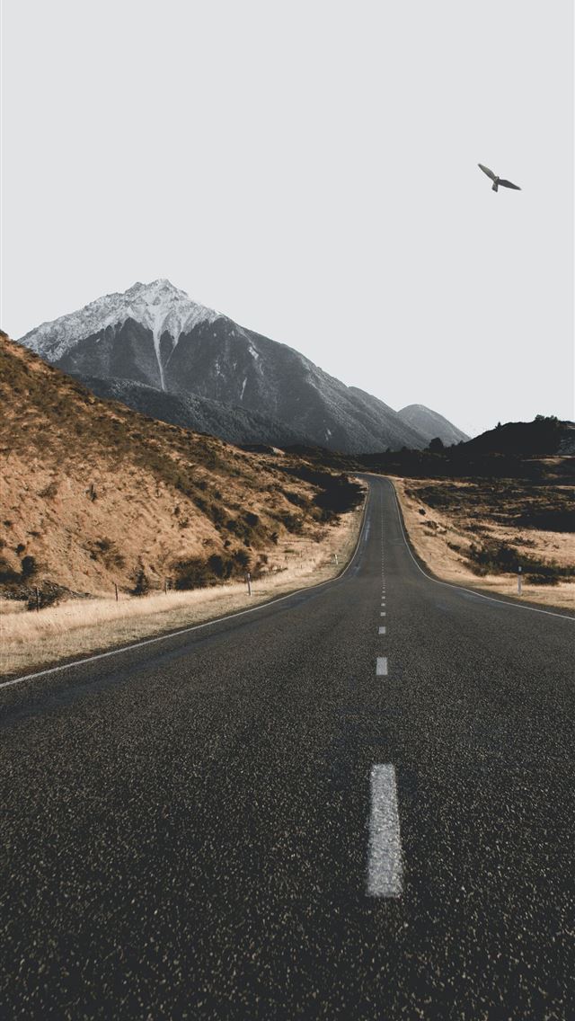 640x1136 landscape of asphalt road - mountains iPhone Wallpaper