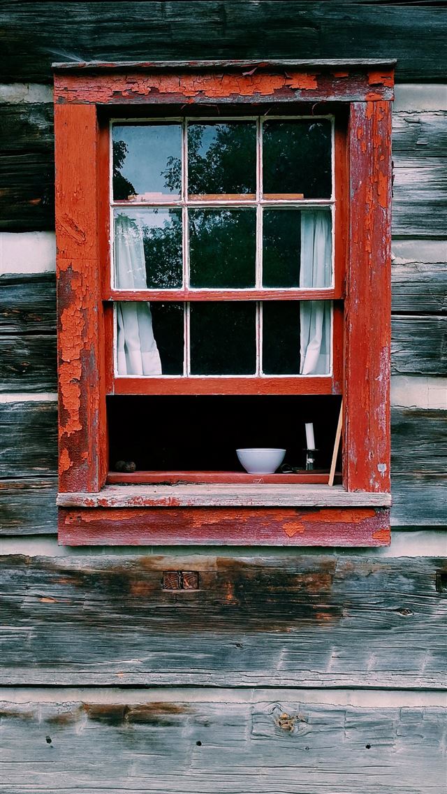 640x1136 red wooden window frame - windows iPhone Wallpaper