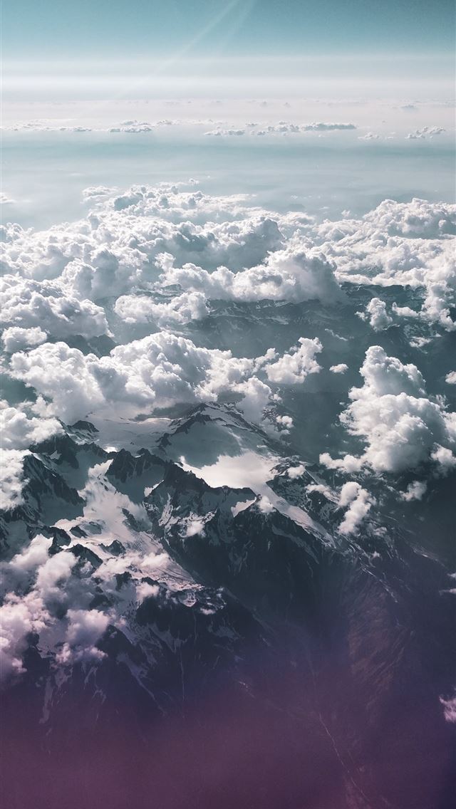 640x1136 mountain under sea of clouds - sky iPhone Wallpaper