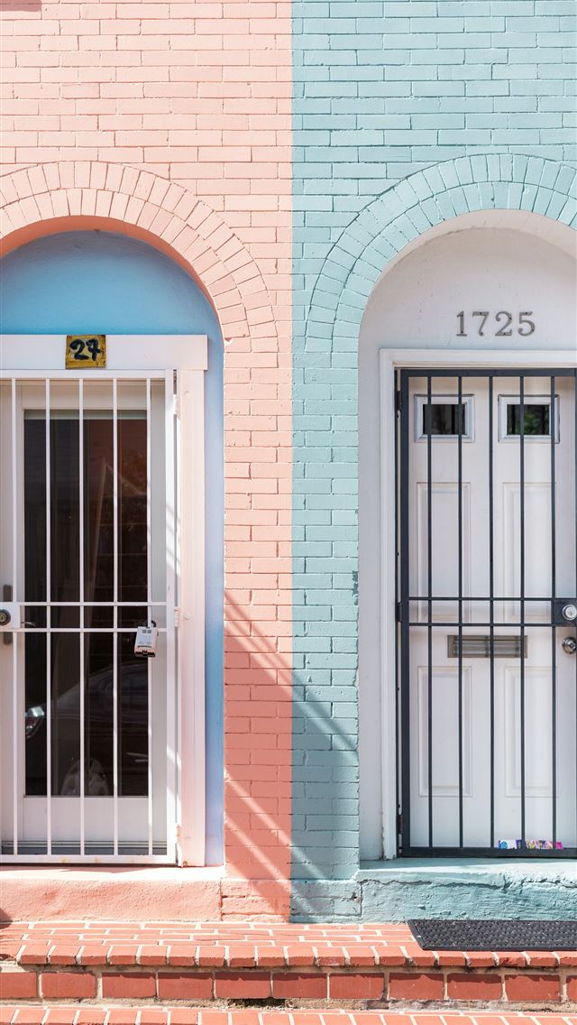 640x1136 two white wooden doors with grills - pink iPhone Wallpaper