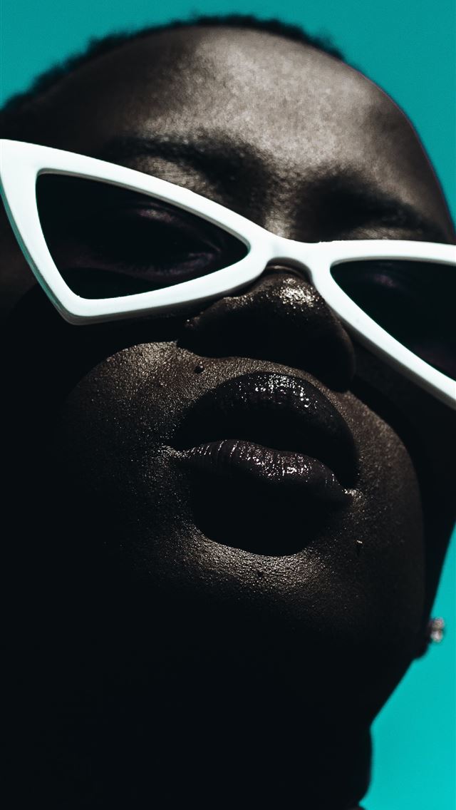640x1136 woman wearing white framed edgy sunglasses - cyan iPhone Wallpaper