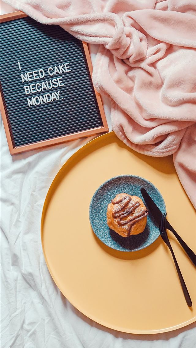 640x1136 muffin beside knife and fork on saucer beside blan... - quotes iPhone Wallpaper