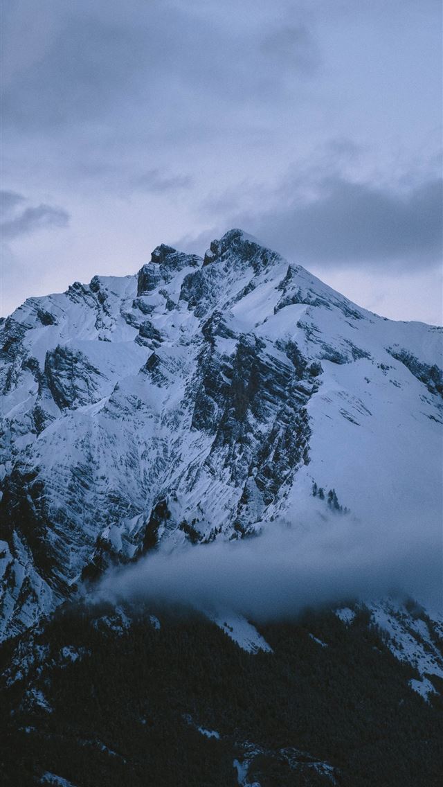 640x1136 snow covered mountain under cloudy sky during dayt... - mountain iPhone Wallpaper