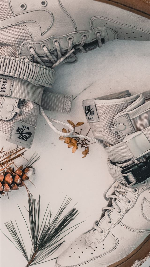 640x1136 pair of white Nike Air high top sneakers - boston iPhone Wallpaper