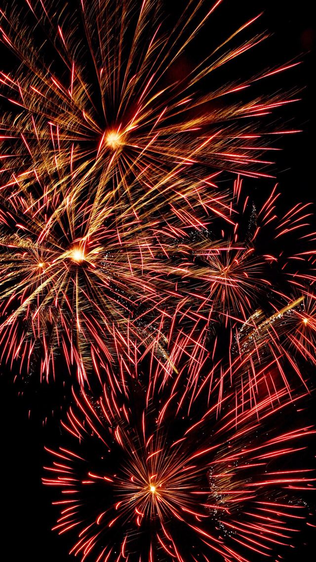 640x1136 red fireworks - night iPhone Wallpaper