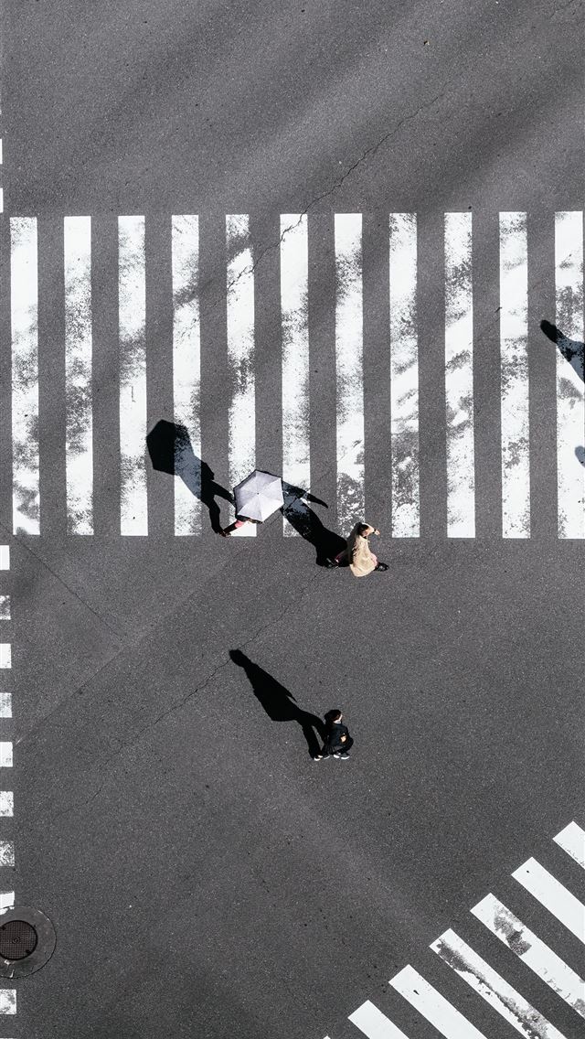 640x1136 bird's eye view photography of people crossing str... - road iPhone Wallpaper