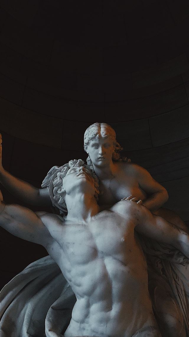 640x1136 concrete man and woman statue - germany iPhone Wallpaper