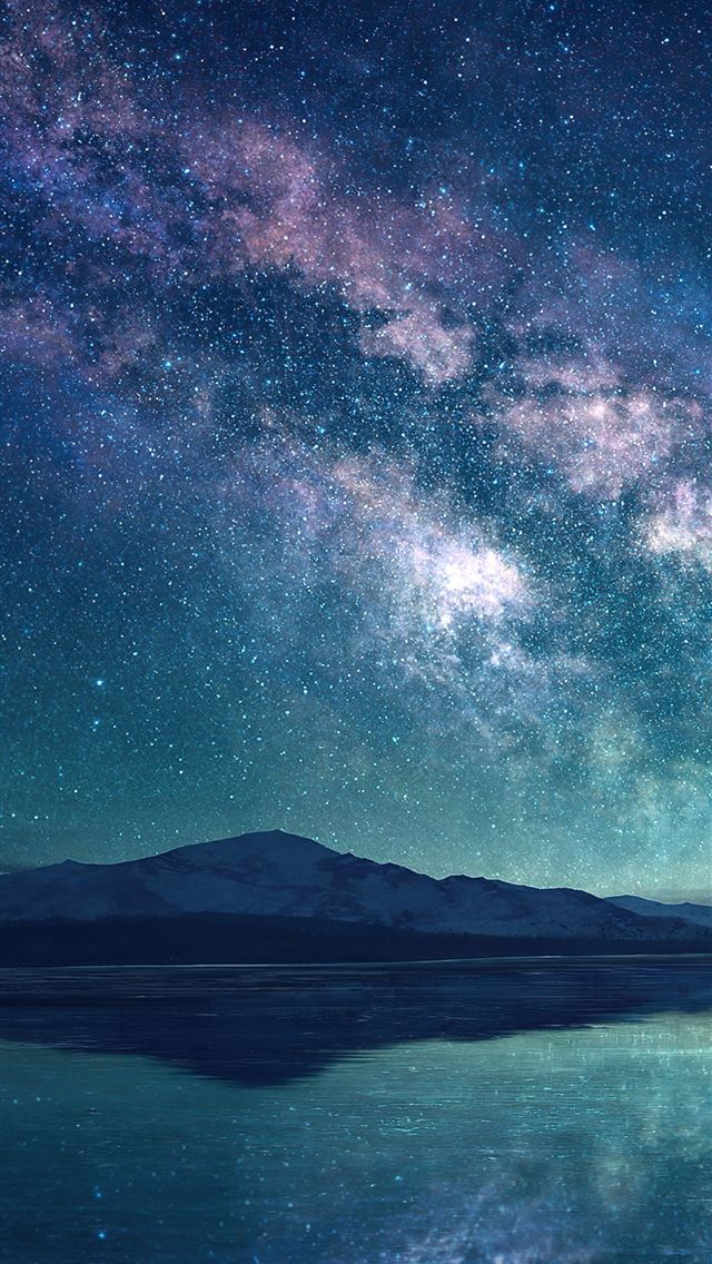 640x1136 milky way sky blue lake 5k - lake iPhone Wallpaper