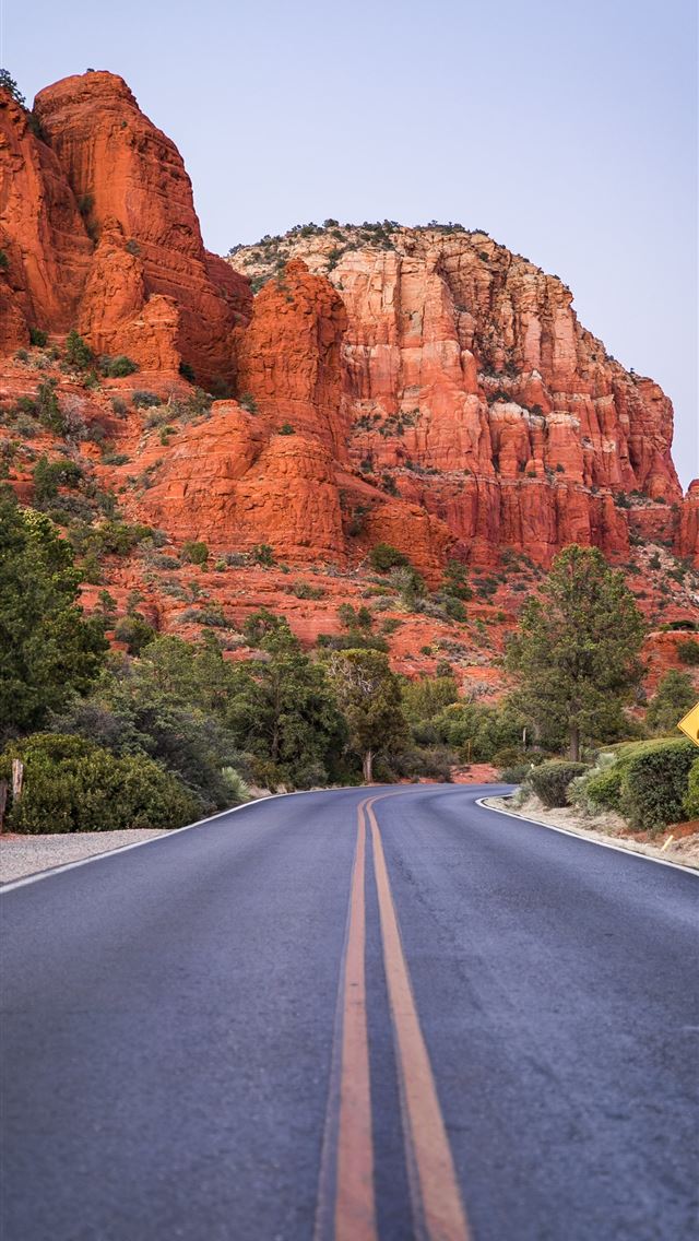 640x1136 road leading to red mountain - road iPhone Wallpaper