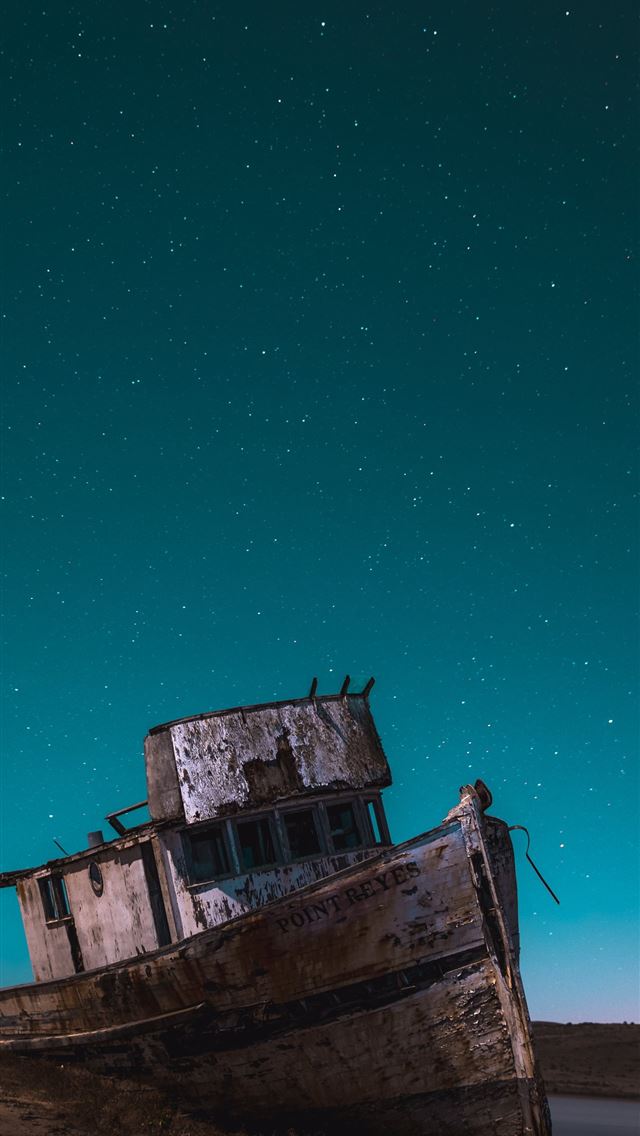640x1136 brown shipwrecked on shore - stars iPhone Wallpaper
