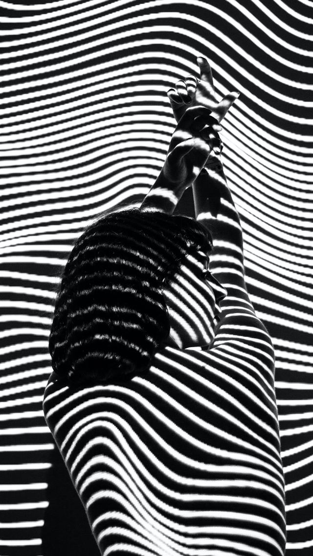 640x1136 woman raising both arms with stripe light color - portugal iPhone Wallpaper