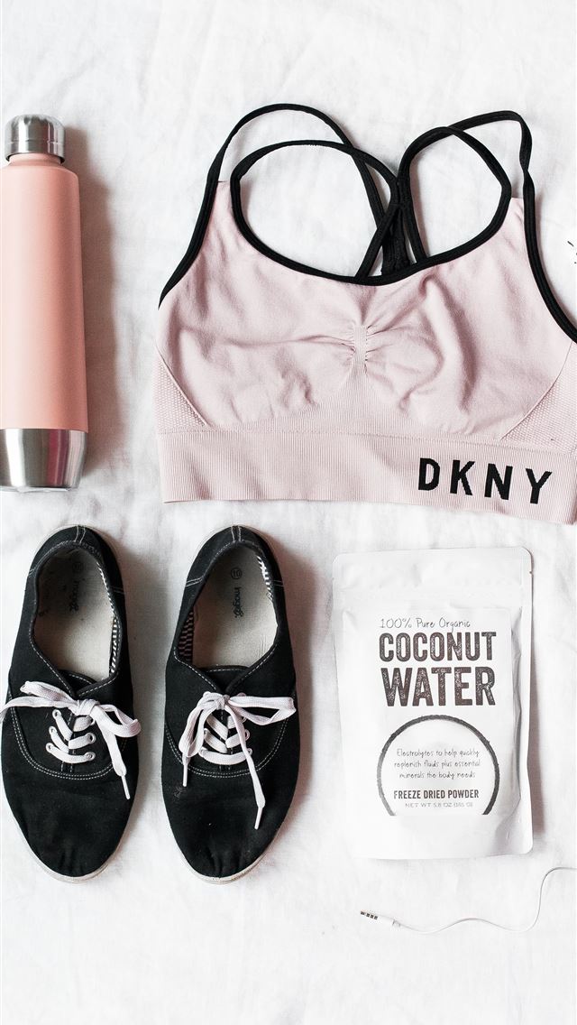 640x1136 pair of black lace up shoes near DKNY sport bra - pure iPhone Wallpaper