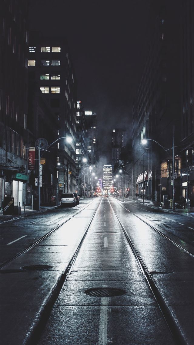 640x1136 empty road in city during night - canada iPhone Wallpaper