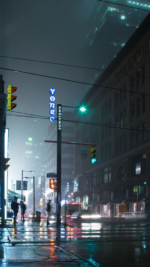 640x1136 people standing near lamp post and building - canada iPhone Wallpaper