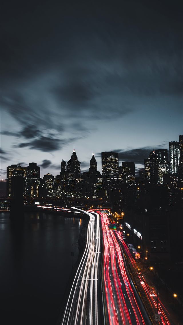 640x1136 time lapse photography of city - manhattan iPhone Wallpaper