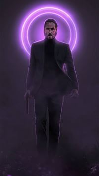 john wick neon with gun 5k wallpaper