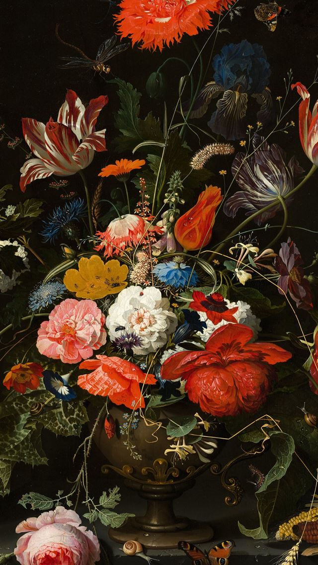 640x1136 red blue and white flowers - art iPhone Wallpaper