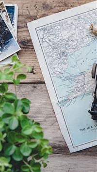 black and silver TLR camera on Isle Of Wight map wallpaper