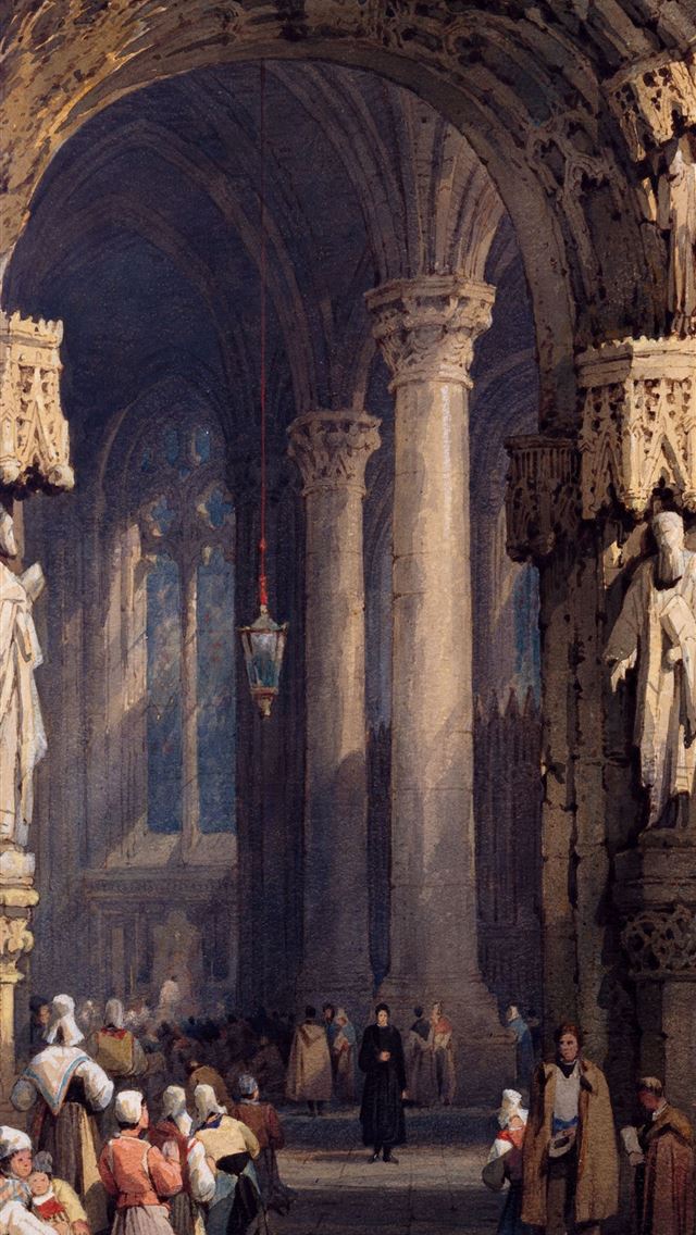 640x1136 people inside temple painting - art iPhone Wallpaper