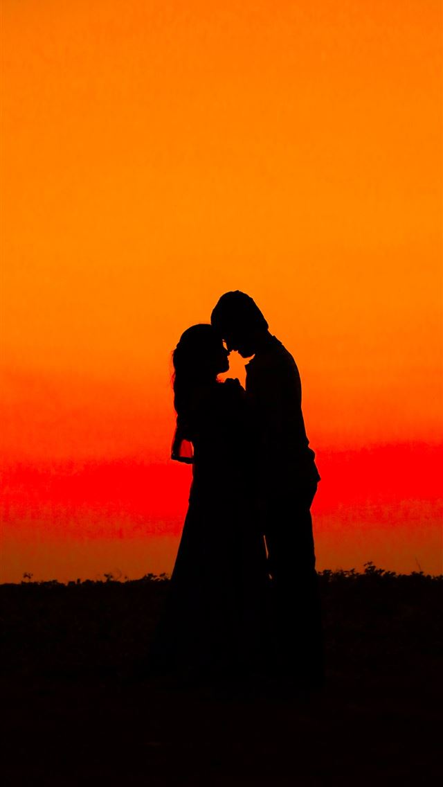 640x1136 silhouette of man and woman during sunset - love iPhone Wallpaper