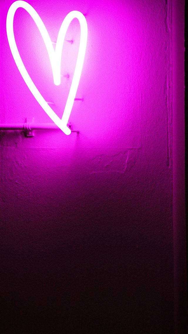 640x1136 purple LED heart sign - heart iPhone Wallpaper