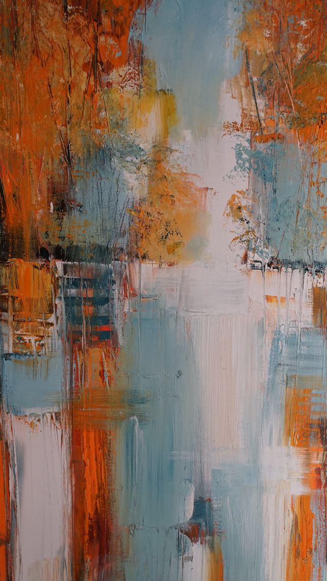 640x1136 orange white and teal abstract painting - color iPhone Wallpaper