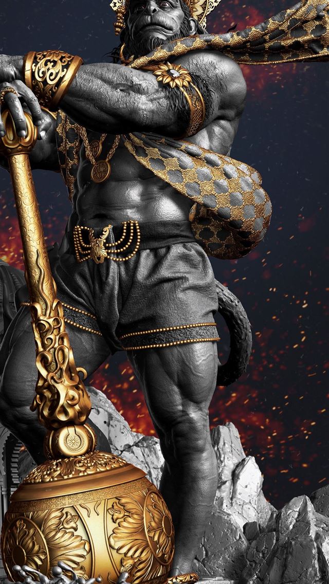 1284x2778  3D High Poly Monster  - hanuman iPhone Wallpaper