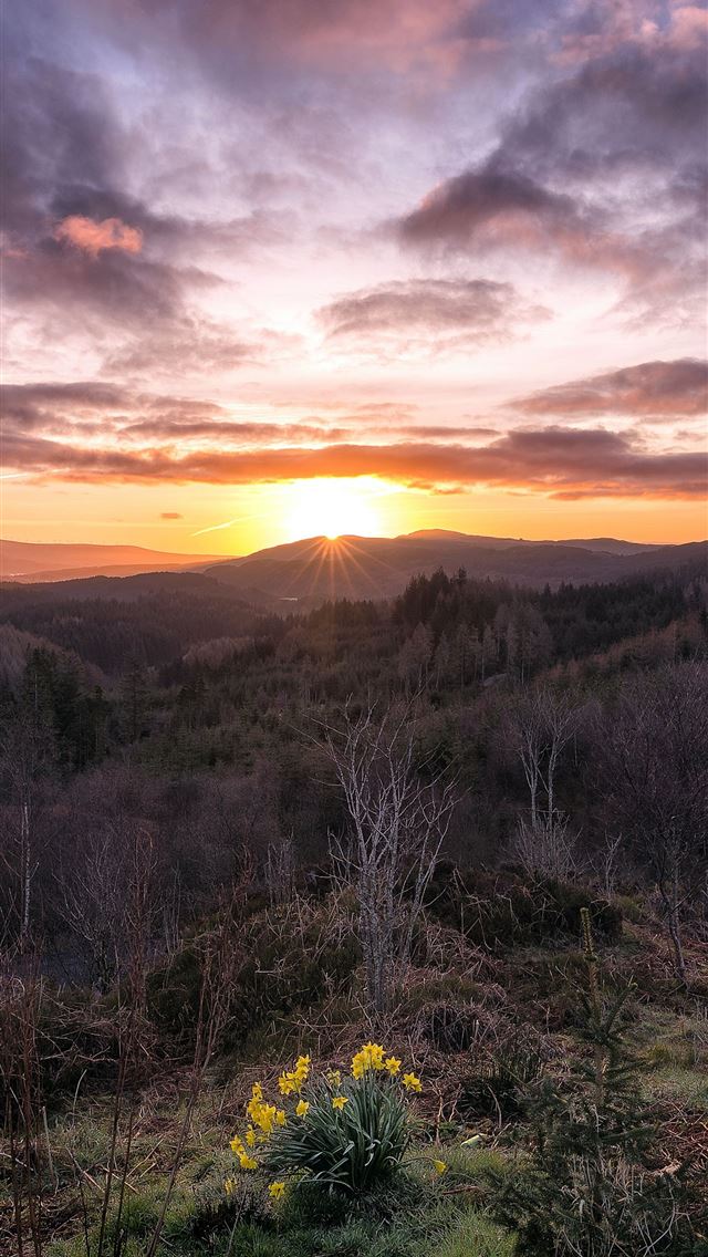 1284x2778 mountains sunrise sky landscape loch lomond trossa... - scotland iPhone Wallpaper
