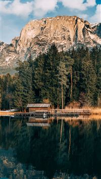 mountains 5k 4k 8k lake forest Nature wallpaper