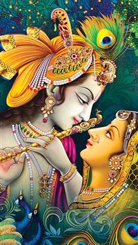 Lord Radha Krishna Painting top iPhone wallpaper