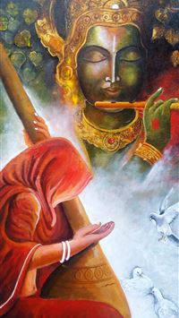 Painting Krishna God Image top iPhone wallpaper