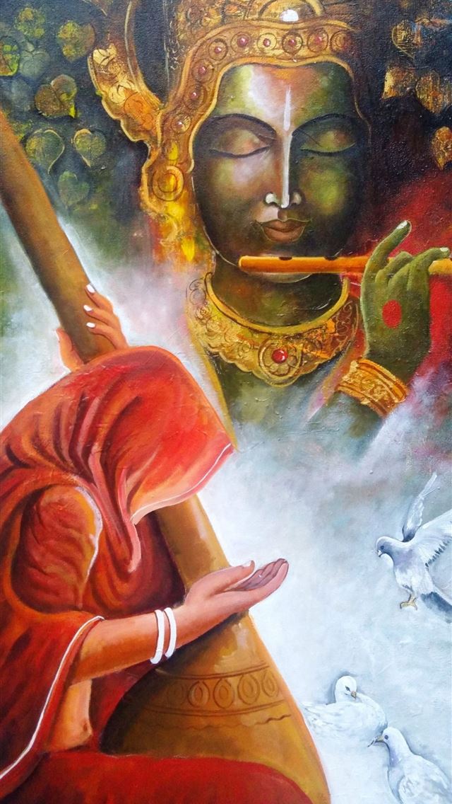 1284x2778 Painting Krishna God Image top -  iPhone Wallpaper