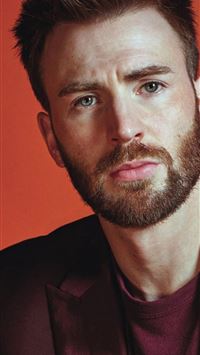 Chris Evans Face Portrait Actor Beard Blue Eyes fo... wallpaper