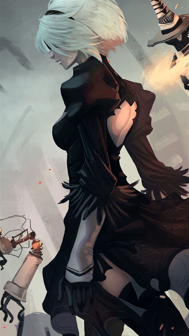 1284x2778 2b Nier Automata Artwork 4k Samsung Galaxy Note 9 ... -  iPhone Wallpaper