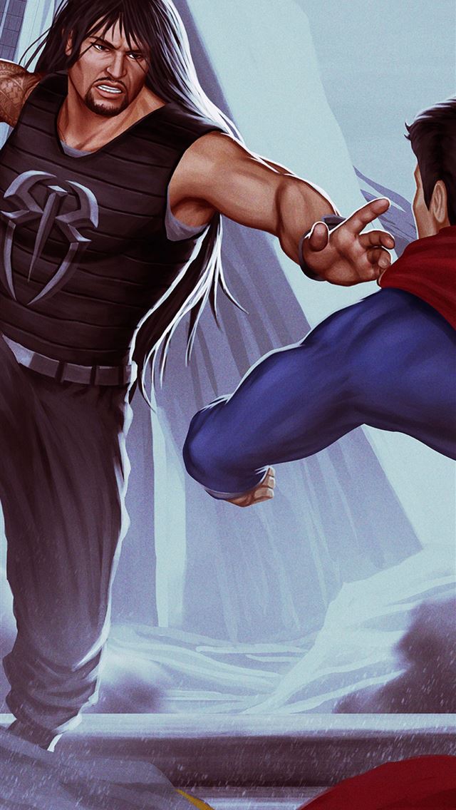 1284x2778 Roman Reigns Vs Superman Art Samsung Galaxy Note 9... - roman reigns iPhone Wallpaper