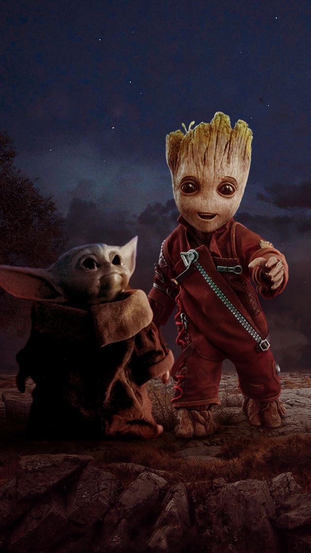 1284x2778 Groot and Baby Yoda Samsung Galaxy Note 9 8 S9 S8 ... - groot iPhone Wallpaper
