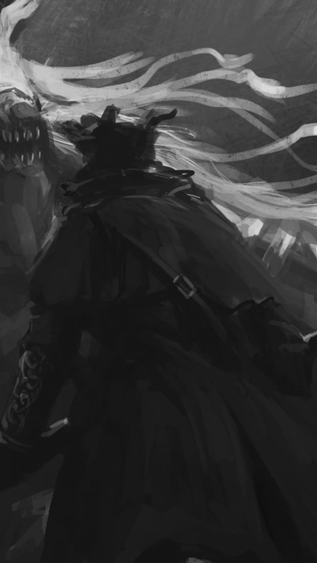 1284x2778 Cleric Beast Bloodborne Monochrome The Hunter Boss... - Bloodborne iPhone Wallpaper