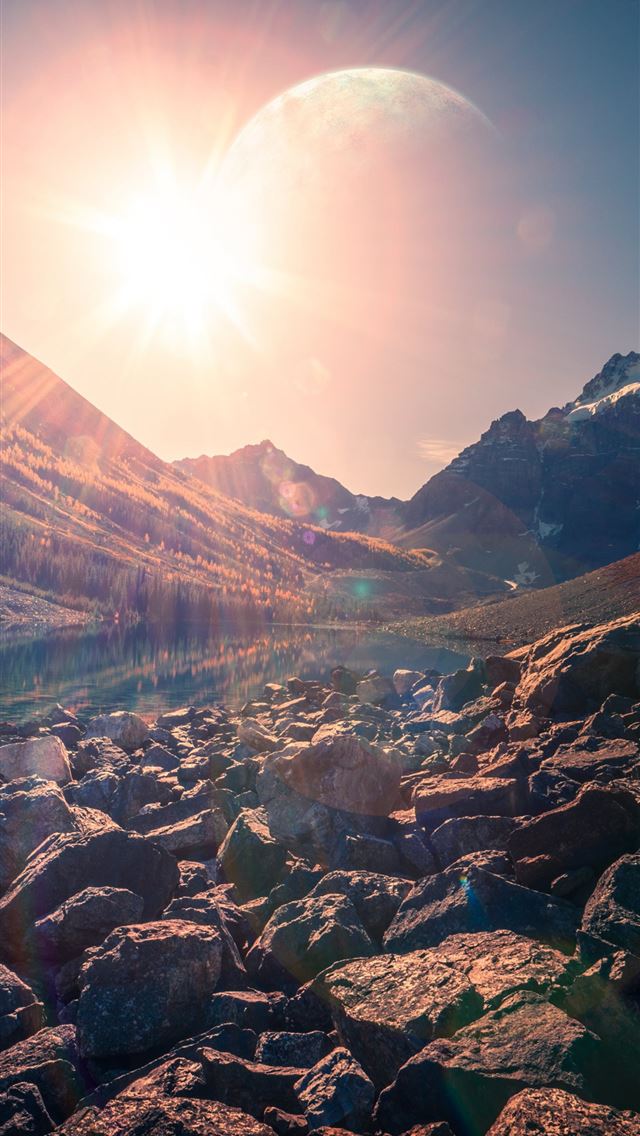 1284x2778 Consolation Lakes Banff National Park sun rays roc... - banff national park iPhone Wallpaper