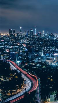 Los Angeles City Skyscrapers Night Los Angeles Bac... wallpaper