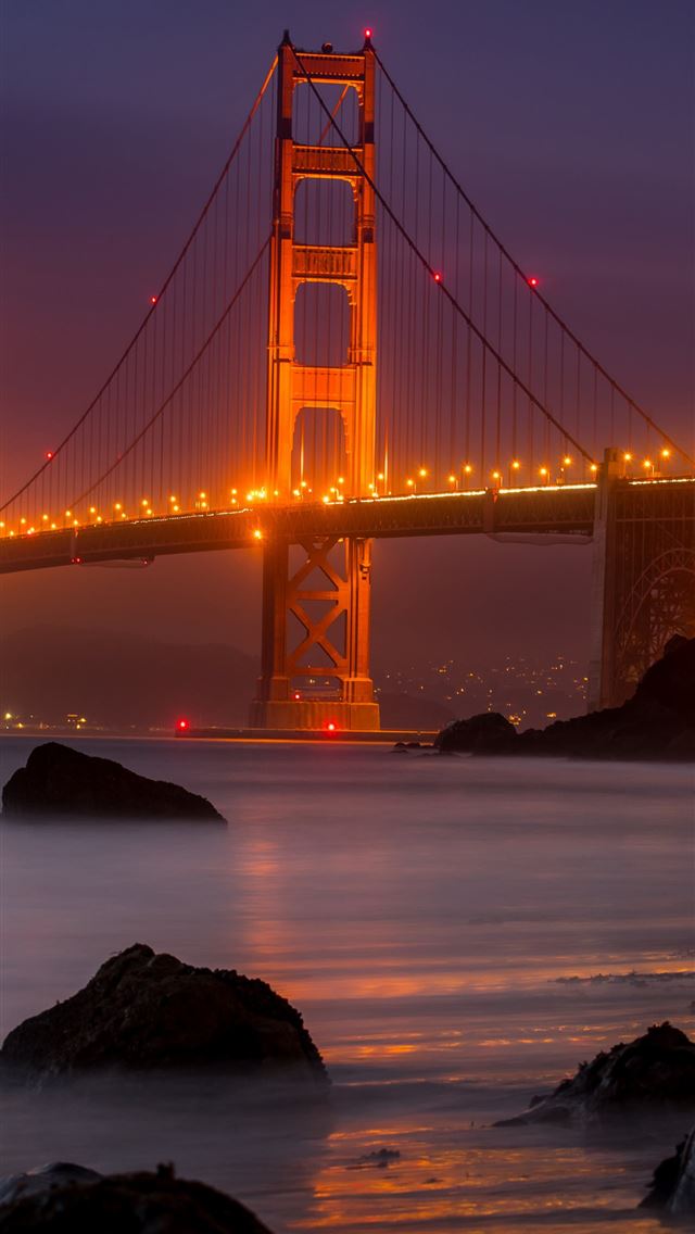1284x2778 golden gate bridge san francisco yellow lights nig... - golden gate bridge iPhone Wallpaper