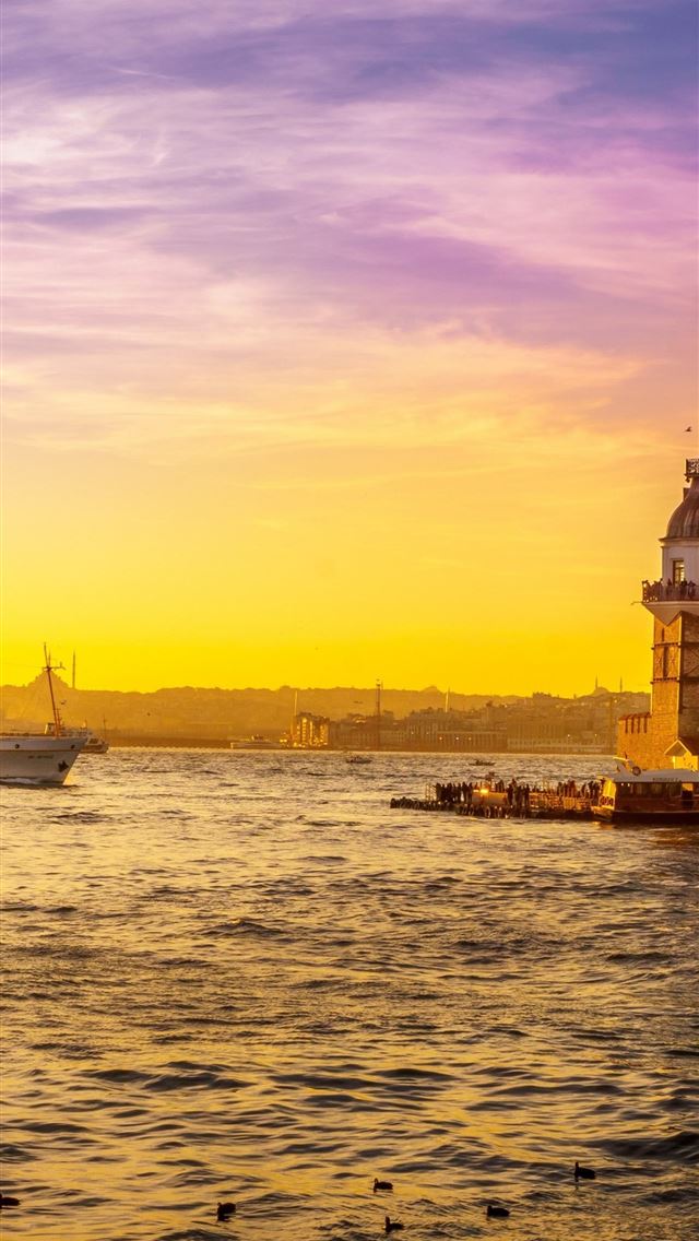 1284x2778 Istanbul Maiden's Tower Sunset Turkey Sky for Sams... - istanbul iPhone Wallpaper