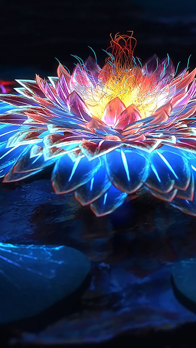 1284x2778 Lotus Flower Glowing Colorful 4K - lotus flower iPhone Wallpaper